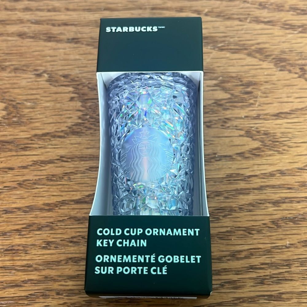 Starbucks Silver Opalescent Cold Cup Keychain Ornament